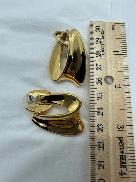 Napier Shiny Gold Sculptural Drop Earrings - Picture 4 of 4